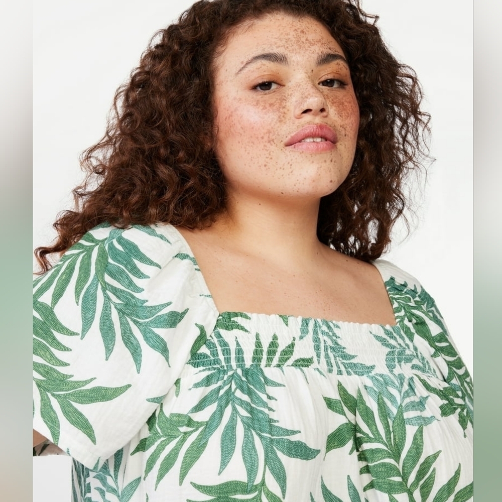 Joyspun Cotton Tropical Puff Sleeve Shirt - Picture 3 of 9
